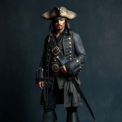 Pirate man holding sword