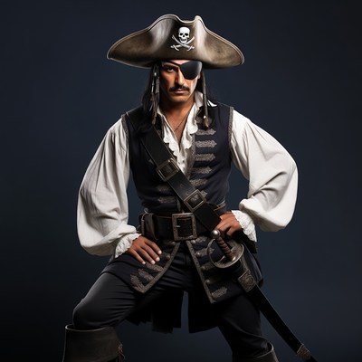 Man in pirate costume with sword