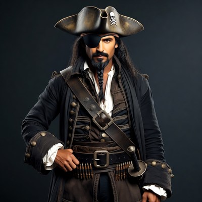 Pirate man with eyepatch and hat
