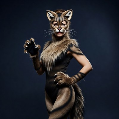 Woman in cat costume with claws