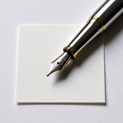 Fountain Pen on White Paper