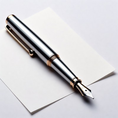 Silver Fountain Pen on White Envelope