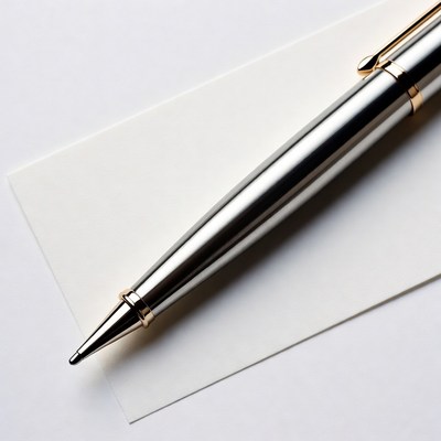 Silver gold pen on white paper