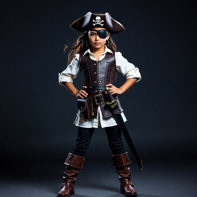 Girl in pirate costume with sword