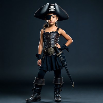 Girl in pirate costume with sword