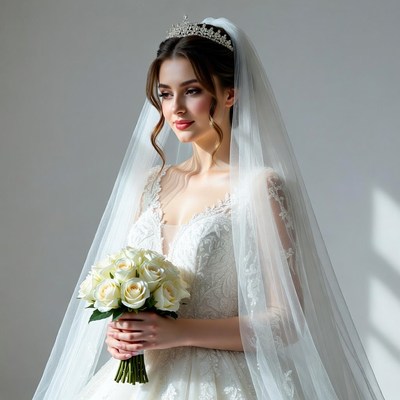 Bride holding white bouquet