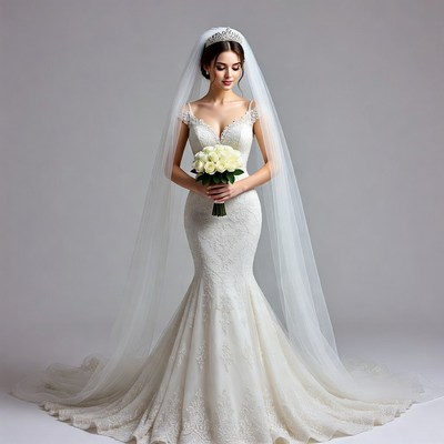 Bride holding white roses bouquet