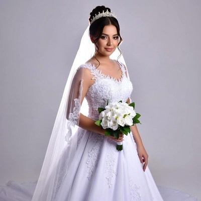 Bride holding white bouquet