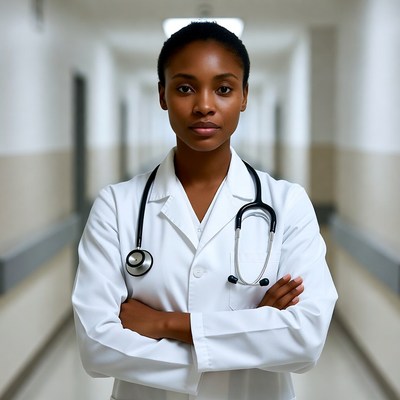 African-American female doctor in hospital