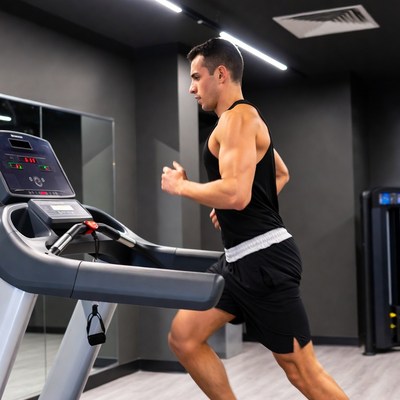 Man running on treadmill