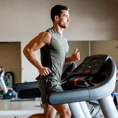 Man running on treadmill
