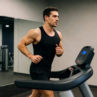 Man running on treadmill