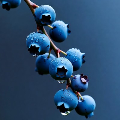 Blueberries with Dew Drops