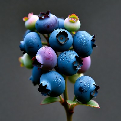 Fresh Blueberries with Water Droplets