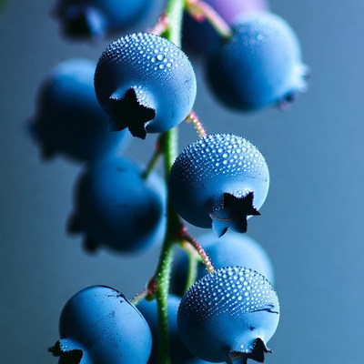 Fresh Blueberries on Stem