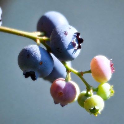 Ripe blueberries on branch