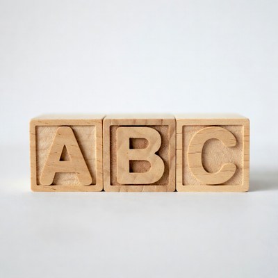 Wooden ABC Blocks on White