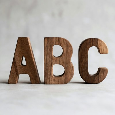 Wooden ABC Letters on Gray Surface