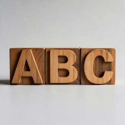 Wooden ABC Blocks on White