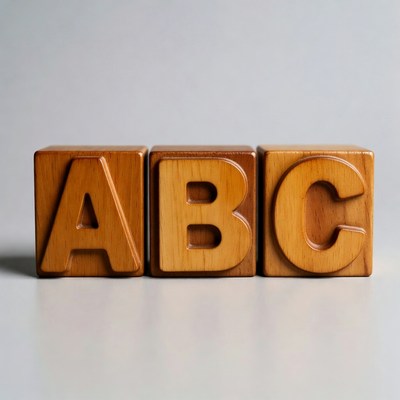 Wooden ABC Blocks on Gray Background