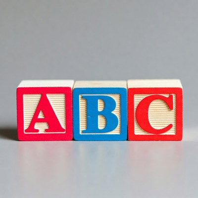 Red and Blue ABC Wooden Blocks