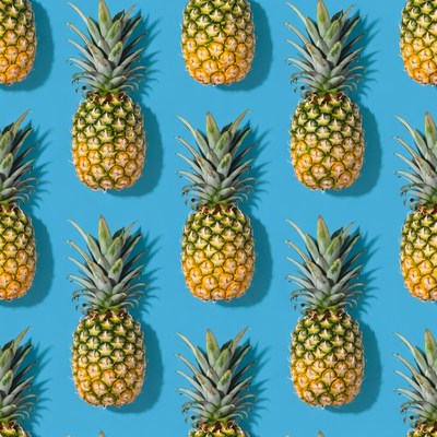 Pineapple Pattern on Blue Background