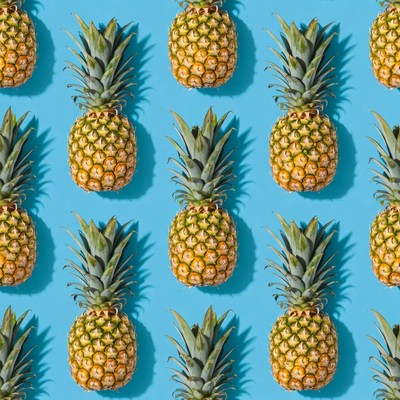 Pineapple Pattern on Blue Background