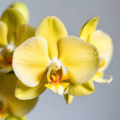 Yellow Phalaenopsis Orchids with Dew Drops
