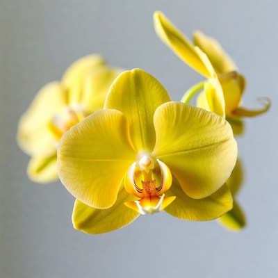 Yellow Orchid Flowers on Gray Background