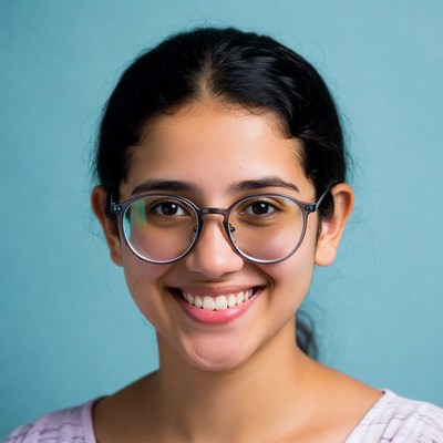 Smiling Asian girl with glasses