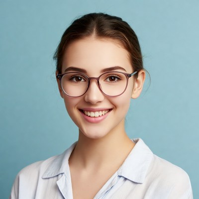 Smiling young woman in glasses
