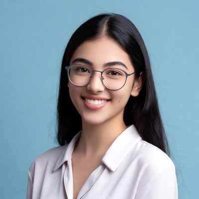 Asian woman smiling with glasses