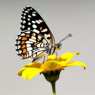 Orange Butterfly on Yellow Flower