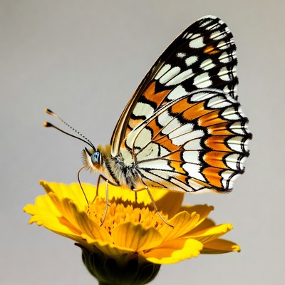 Orange Butterfly on Yellow Flower