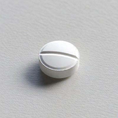 White pill on gray background