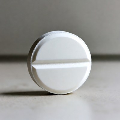 White pill on gray surface