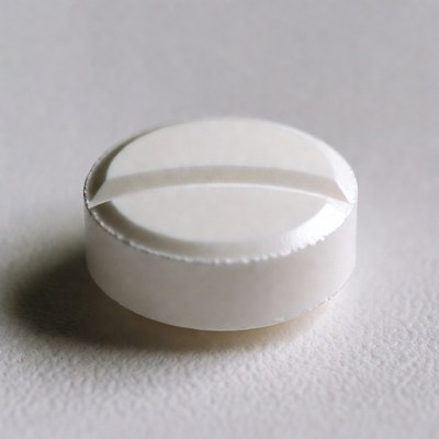 White pill on white background