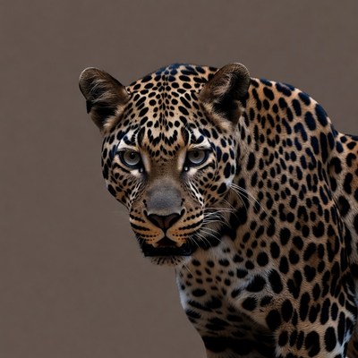 Leopard staring with intense eyes