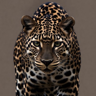 Leopard staring with intense green eyes