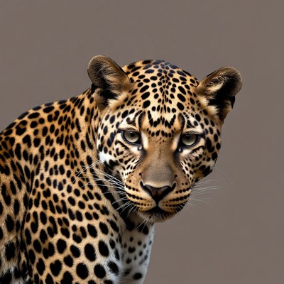 Leopard staring with intense eyes
