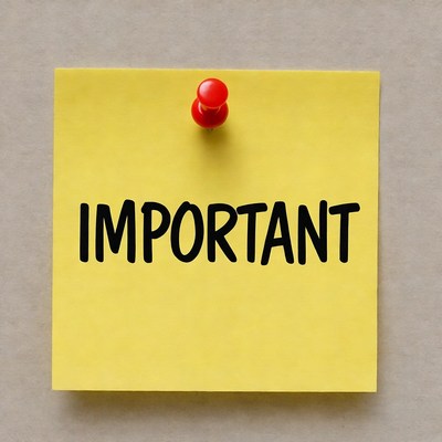 Important Note on Yellow Sticky Pad