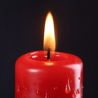 Red Candle with Flame