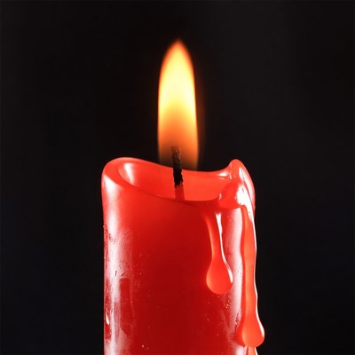 Red Candle with Flame