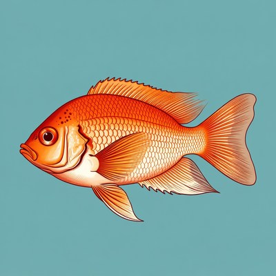 Orange Angelfish on Blue Background