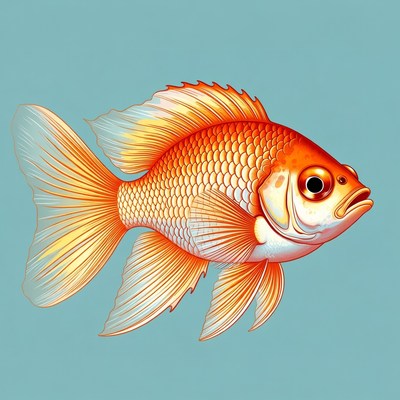 Vibrant Goldfish on Blue Background