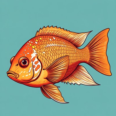 Orange Angelfish on Blue Background