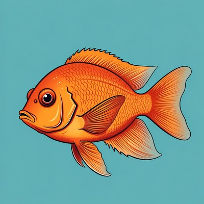 Orange Angelfish illustration isolated background