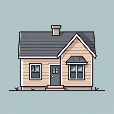 Cartoon beige house illustration