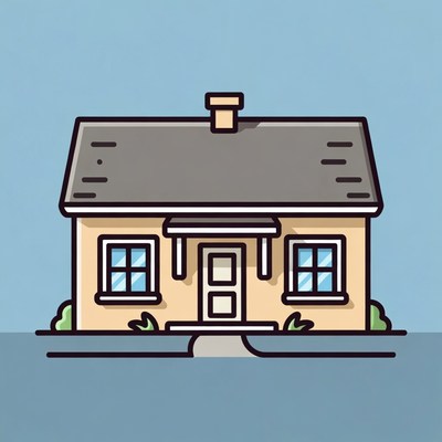 Cartoon yellow house with chimney