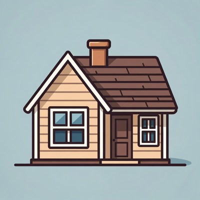 Cartoon House with Chimney